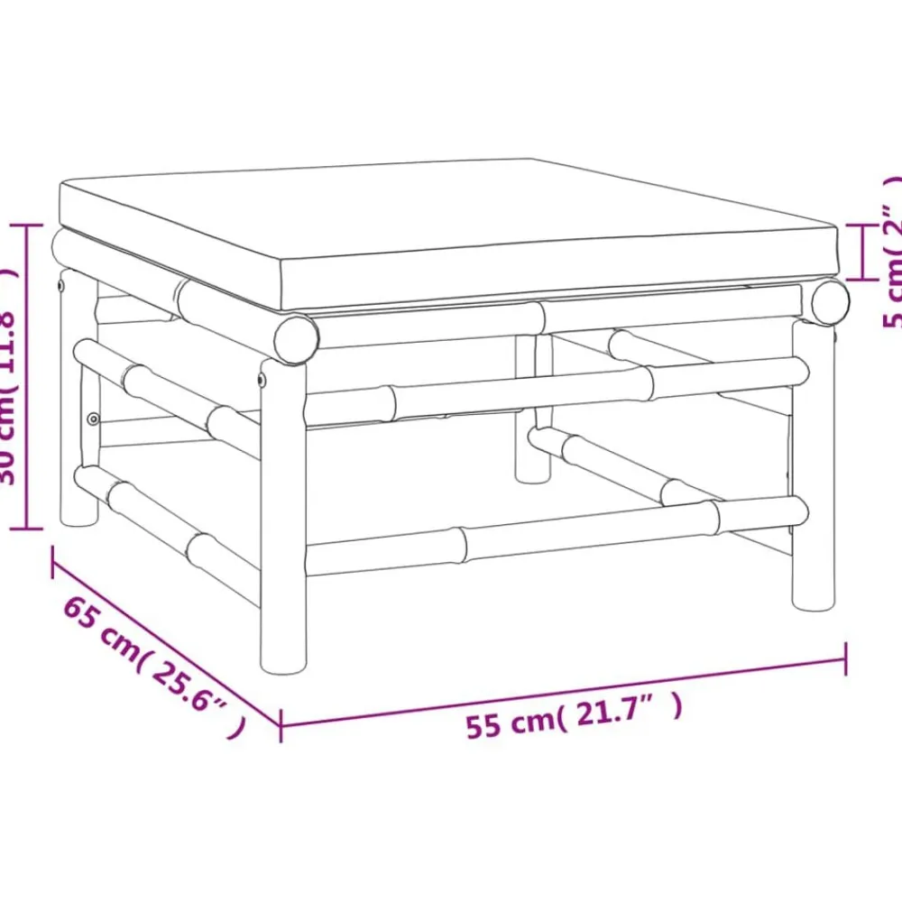vidaXL Set de muebles de jardín 4 piezas bambú y cojines gris claro Outlet