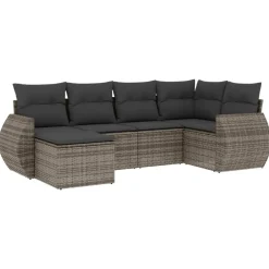 vidaXL Muebles De Jardín-Set de muebles de jardín 6 pzas y cojines ratán sintético