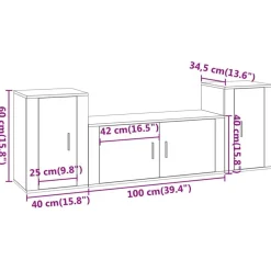 vidaXL Muebles Tv-Set de muebles de TV 3 piezas madera contrachapada