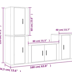 vidaXL Set de muebles de TV 4 pzas madera contrachapada gris hormigón Gris hormig&oacute;n Clearance