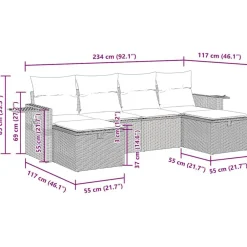 vidaXL Muebles De Jardín-Set de muebles de jardín 6 pzas y cojines ratán sintético