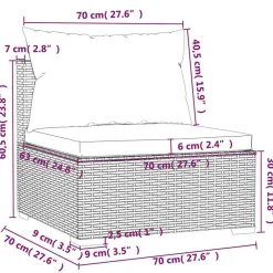 vidaXL Muebles De Jardín-Set de muebles de jardín 4 pzas y cojines ratán sintético gris