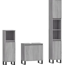 vidaXL Conjuntos De Muebles-Set de muebles de baño 3 pzas madera contrachapada