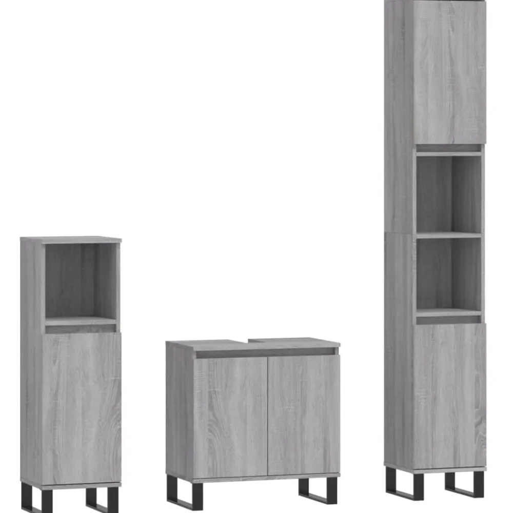 vidaXL Conjuntos De Muebles-Set de muebles de baño 3 pzas madera contrachapada