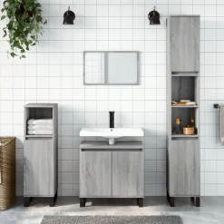 vidaXL Conjuntos De Muebles-Set de muebles de baño 3 pzas madera contrachapada