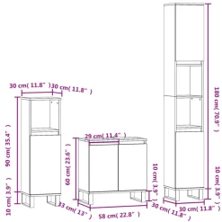vidaXL Conjuntos De Muebles-Set de muebles de baño 3 pzas madera contrachapada