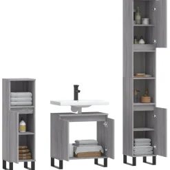 vidaXL Conjuntos De Muebles-Set de muebles de baño 3 pzas madera contrachapada