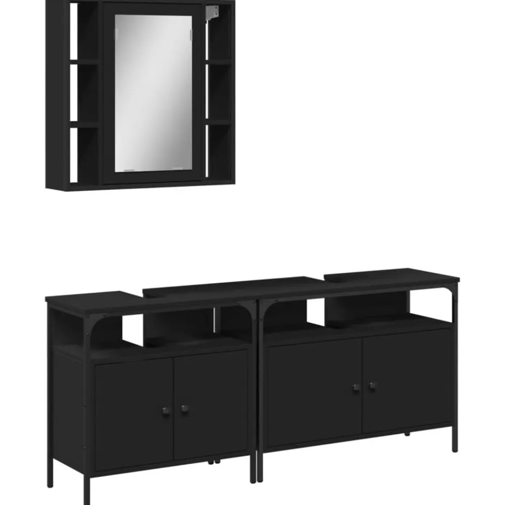 vidaXL Conjuntos De Muebles-Set de muebles de baño 3 piezas madera contrachapada