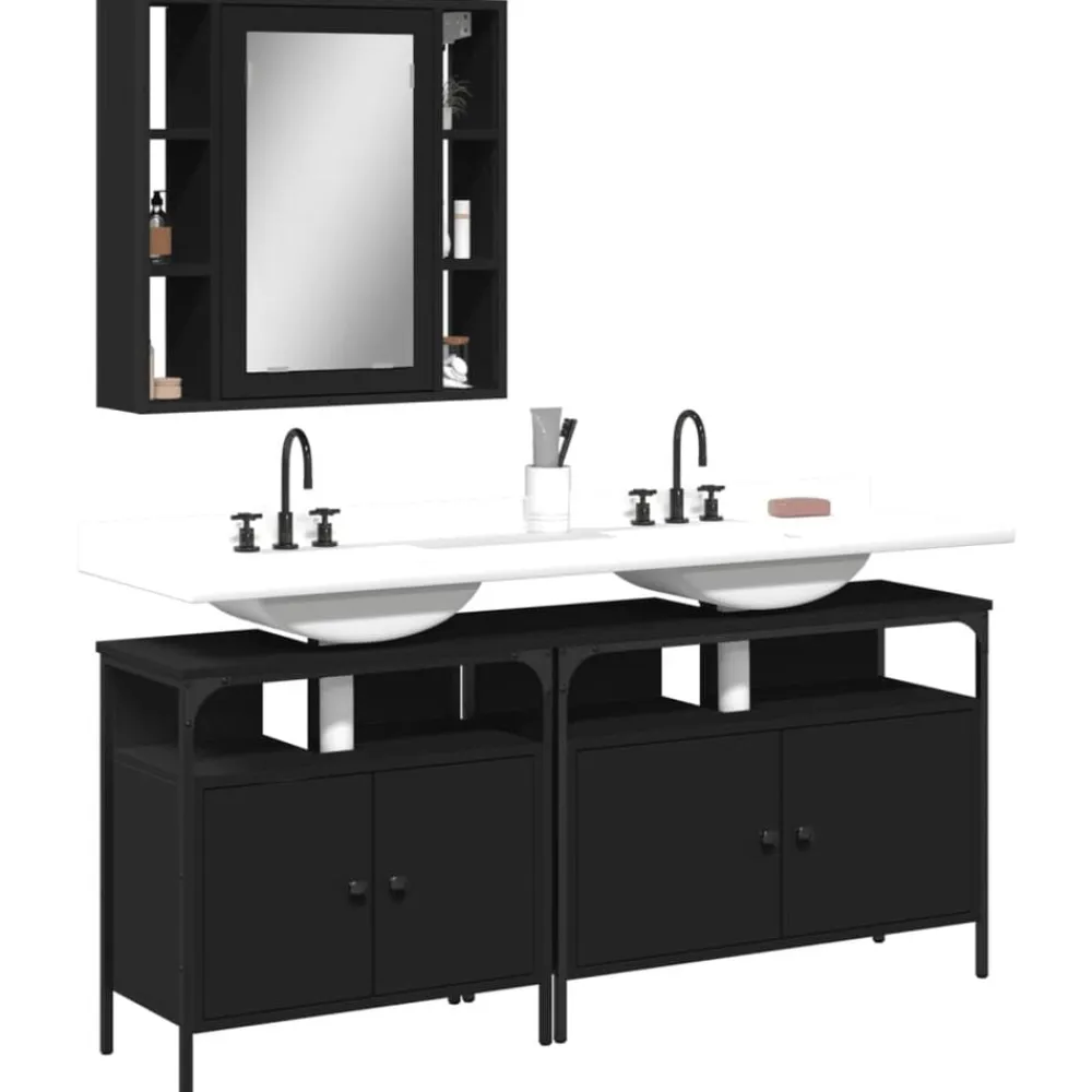 vidaXL Conjuntos De Muebles-Set de muebles de baño 3 piezas madera contrachapada
