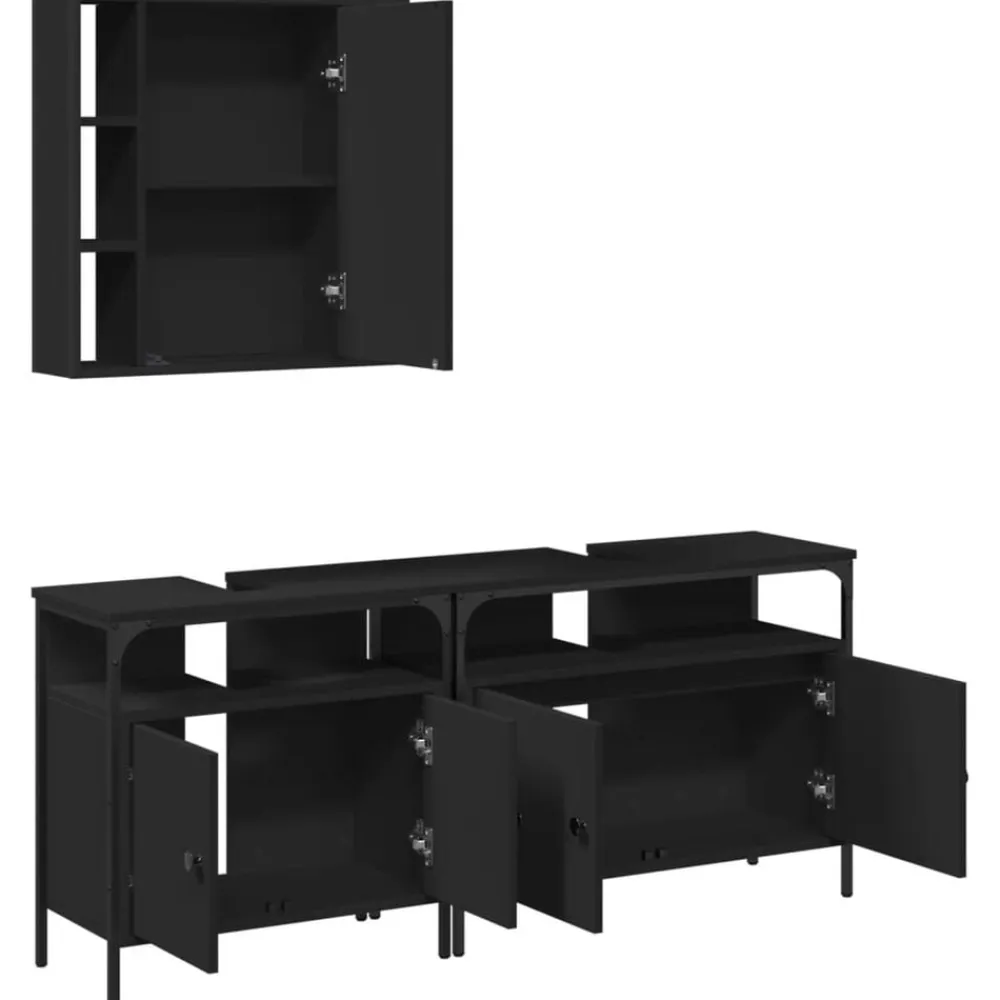 vidaXL Conjuntos De Muebles-Set de muebles de baño 3 piezas madera contrachapada
