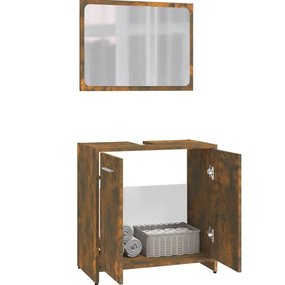 vidaXL Set de muebles de baño madera contrachapada color Roble ahumado Sale