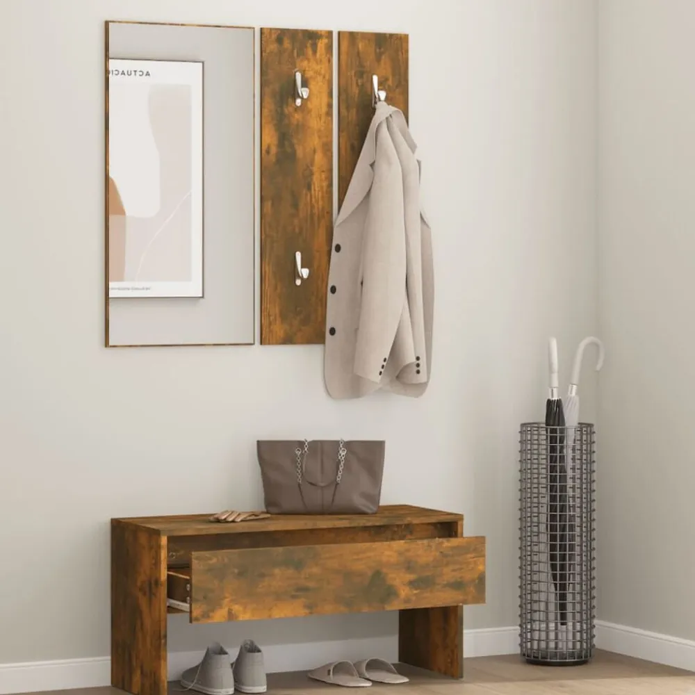 vidaXL Set de muebles de recibidor madera contrachapada Roble ahumado Online