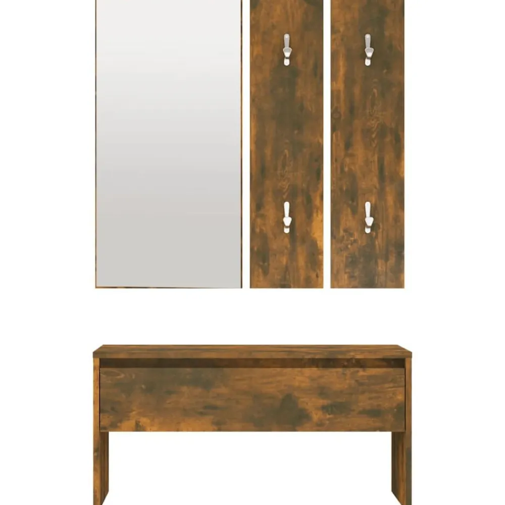 vidaXL Set de muebles de recibidor madera contrachapada Roble ahumado Online