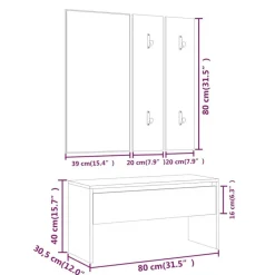 vidaXL Set de muebles de recibidor madera contrachapada Roble ahumado Online