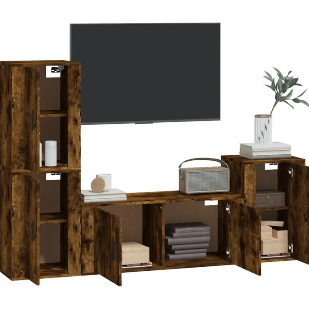 vidaXL Muebles Tv-Set de muebles de TV 4 pzas madera contrachapada