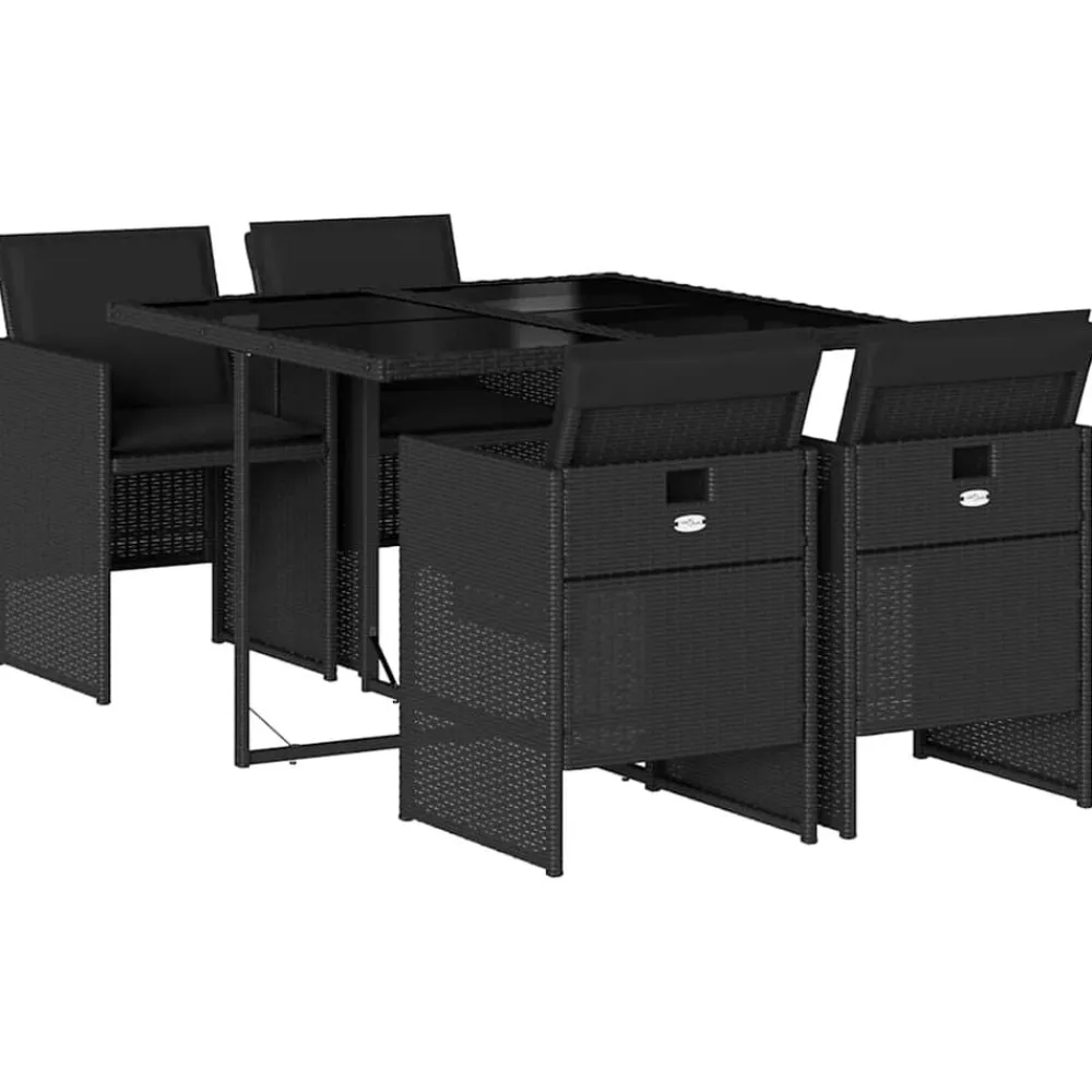 vidaXL Set de muebles jardín 5 pzas con cojines ratán sintético Negro Online