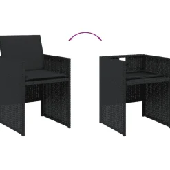 vidaXL Set de muebles jardín 5 pzas con cojines ratán sintético Negro Online