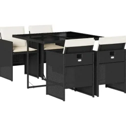 vidaXL Set de muebles jardín 5 pzas con cojines ratán sintético negro Negro y crema Clearance