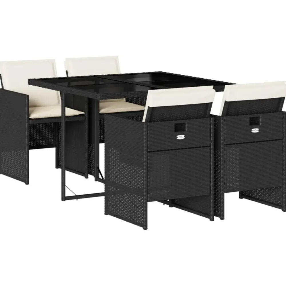 vidaXL Set de muebles jardín 5 pzas con cojines ratán sintético negro Negro y crema Clearance