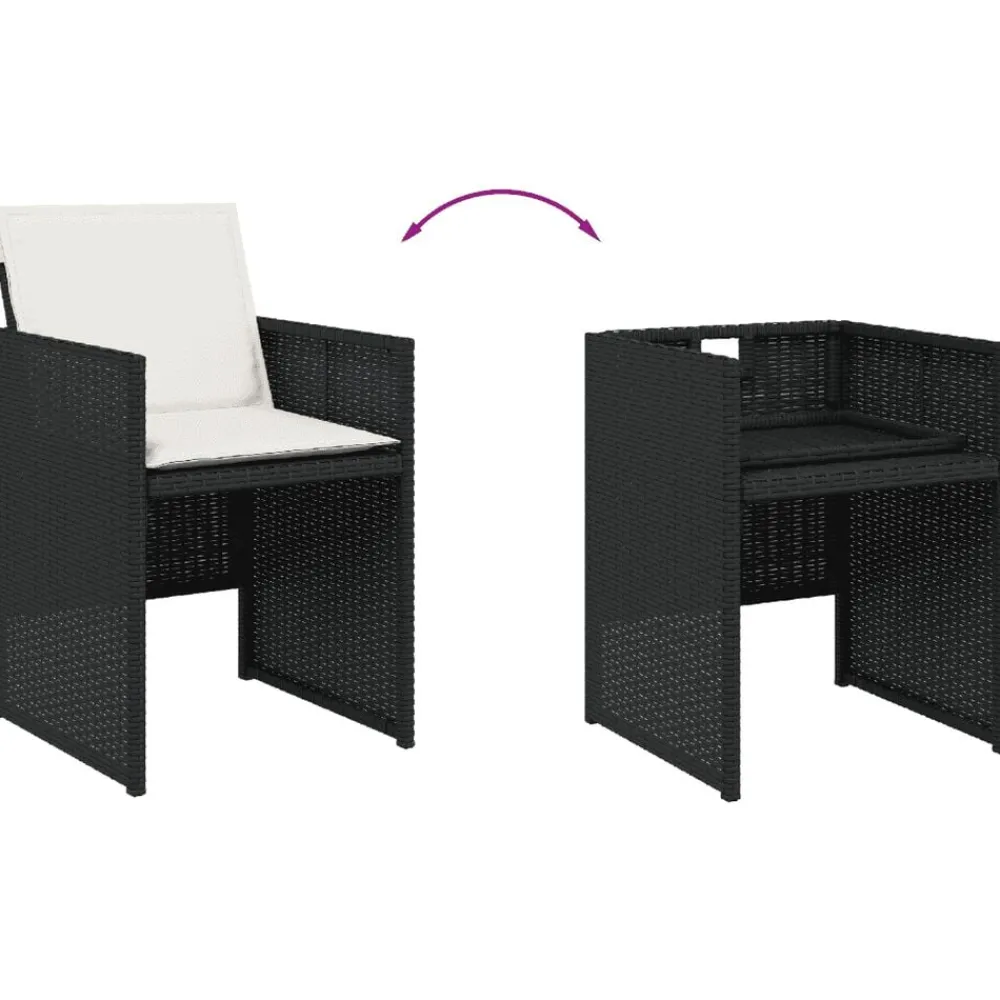 vidaXL Set de muebles jardín 5 pzas con cojines ratán sintético negro Negro y crema Clearance