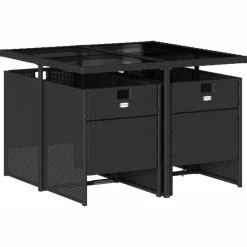 vidaXL Set de muebles jardín 5 pzas con cojines ratán sintético negro Negro y crema Clearance