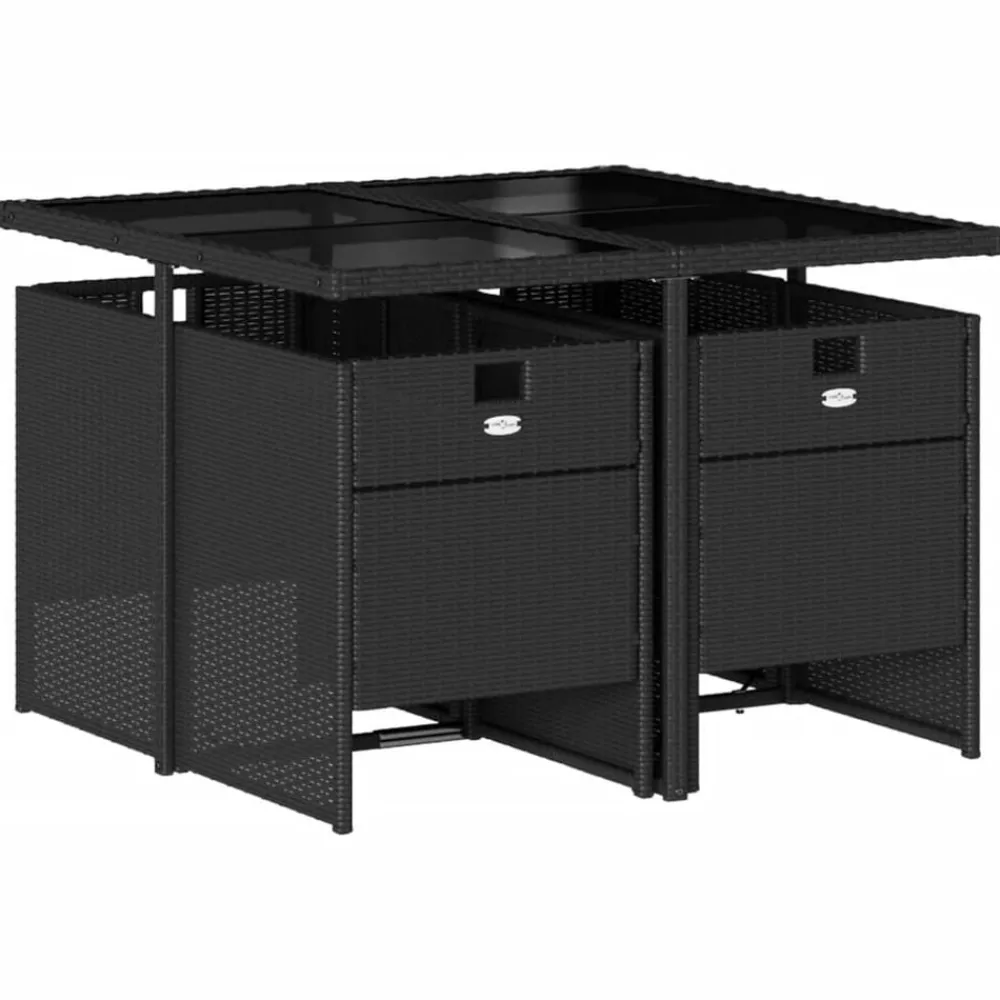 vidaXL Set de muebles jardín 5 pzas con cojines ratán sintético negro Negro y crema Clearance