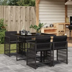 vidaXL Muebles De Jardín-Set de muebles jardín 5 pzas con cojines ratán sintético