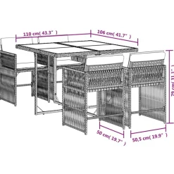 vidaXL Muebles De Jardín-Set de muebles jardín 5 pzas con cojines ratán sintético