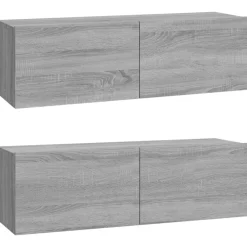 vidaXL Set de muebles para TV 3 pzas madera contrachapada Gris sonoma Discount