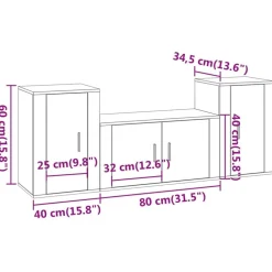 vidaXL Muebles Tv-Set de muebles para TV 3 pzas madera contrachapada