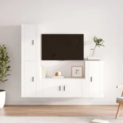 vidaXL Muebles Tv-Set de muebles para TV 4 piezas madera contrachapada
