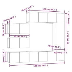 vidaXL Muebles Tv-Set de muebles para TV 8 pzas madera contrachapada
