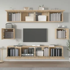 vidaXL Set de muebles para TV 6 pzas madera contrachapada Roble Sonoma New