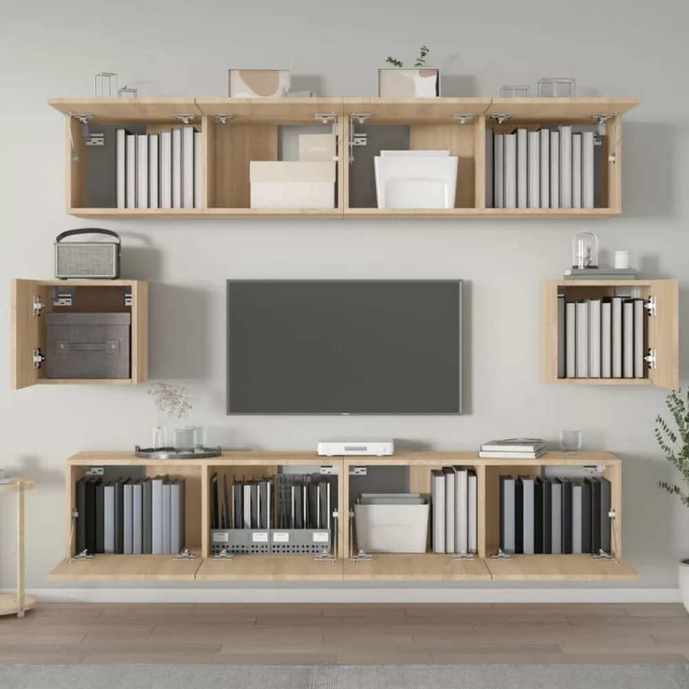 vidaXL Set de muebles para TV 6 pzas madera contrachapada Roble Sonoma New