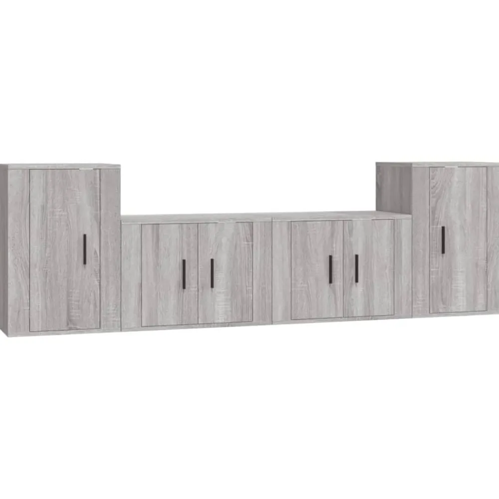vidaXL Set de muebles para TV 4 pzas madera contrachapada Gris sonoma Sale
