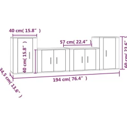 vidaXL Set de muebles para TV 4 pzas madera contrachapada Gris sonoma Sale
