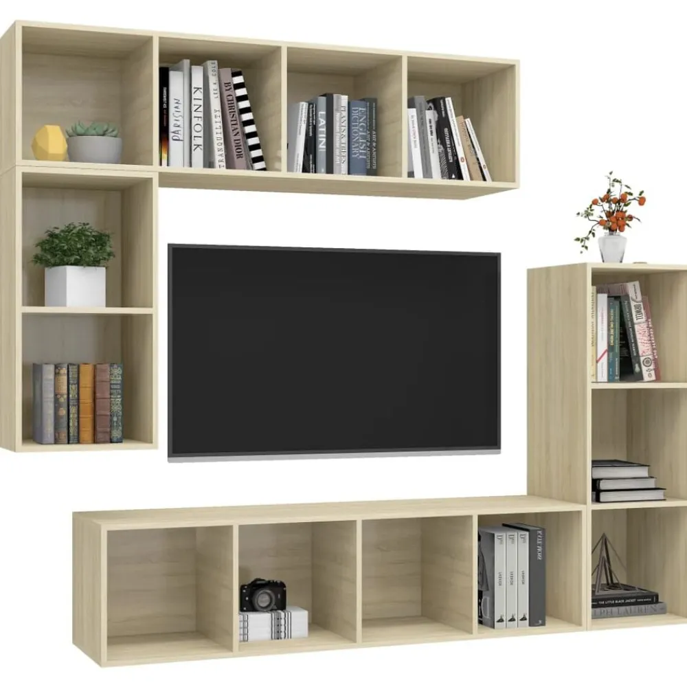vidaXL Muebles Tv-Set de muebles para TV 4 pzas madera contrachapada