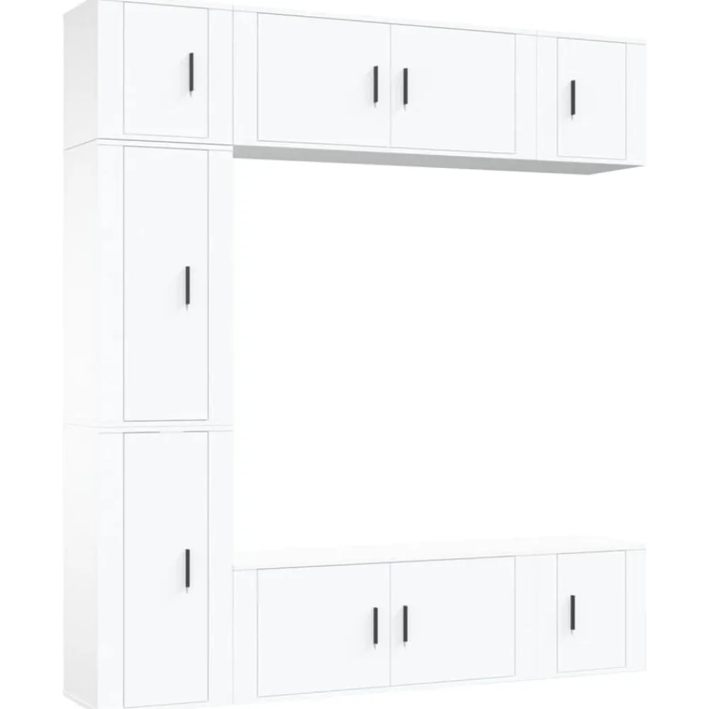 vidaXL Muebles Tv-Set de muebles para TV 7 piezas madera contrachapada blanco