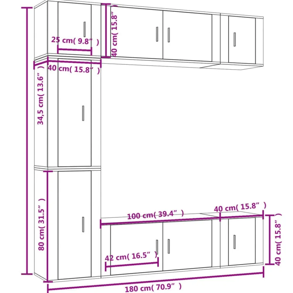 vidaXL Muebles Tv-Set de muebles para TV 7 piezas madera contrachapada blanco