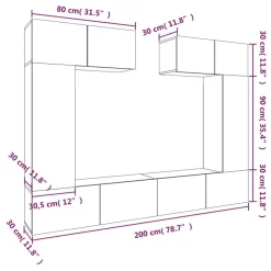 vidaXL Muebles Tv-Set de muebles para TV 6 pzas madera contrachapada