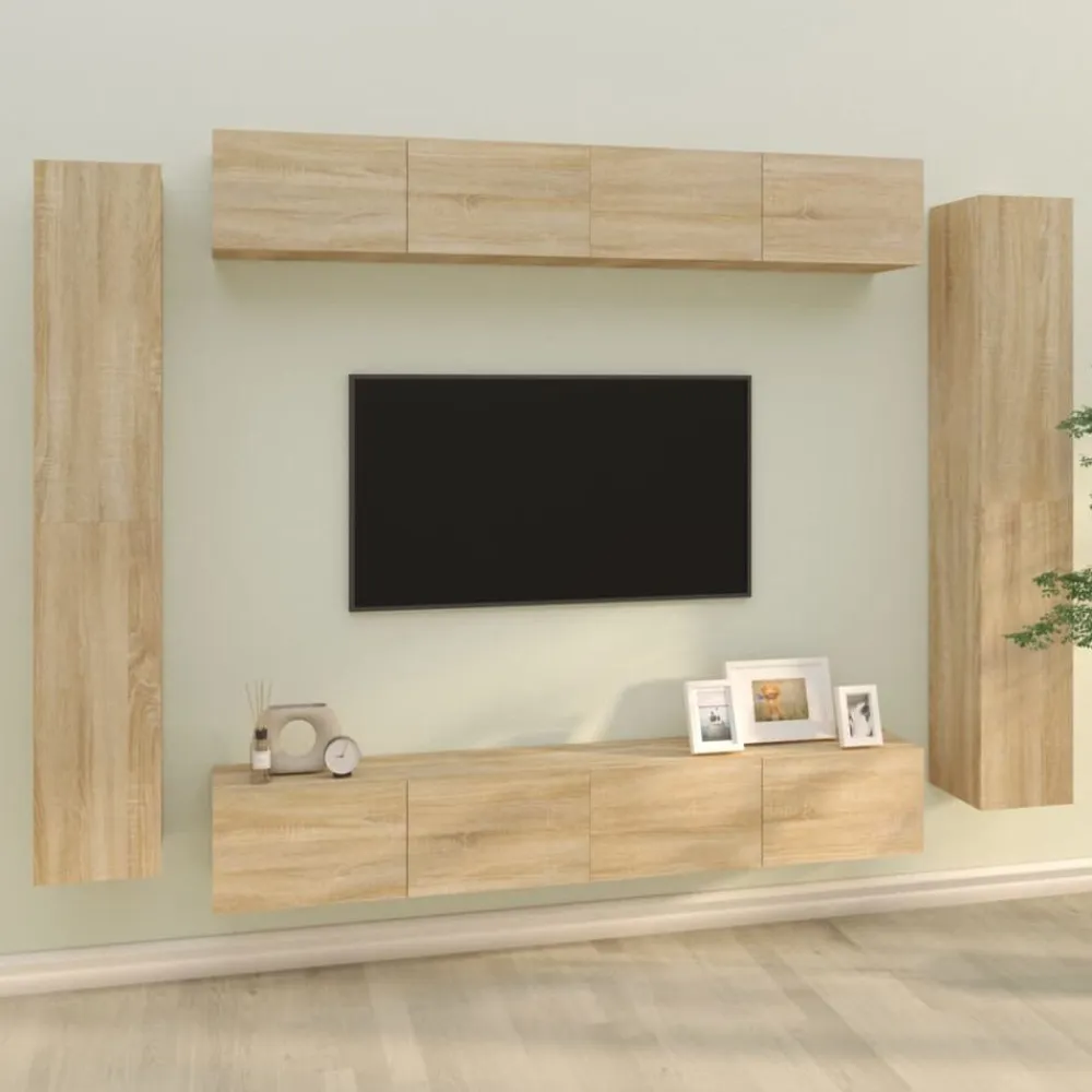 vidaXL Set de muebles para TV 8 pzas madera contrachapada Roble Sonoma Hot