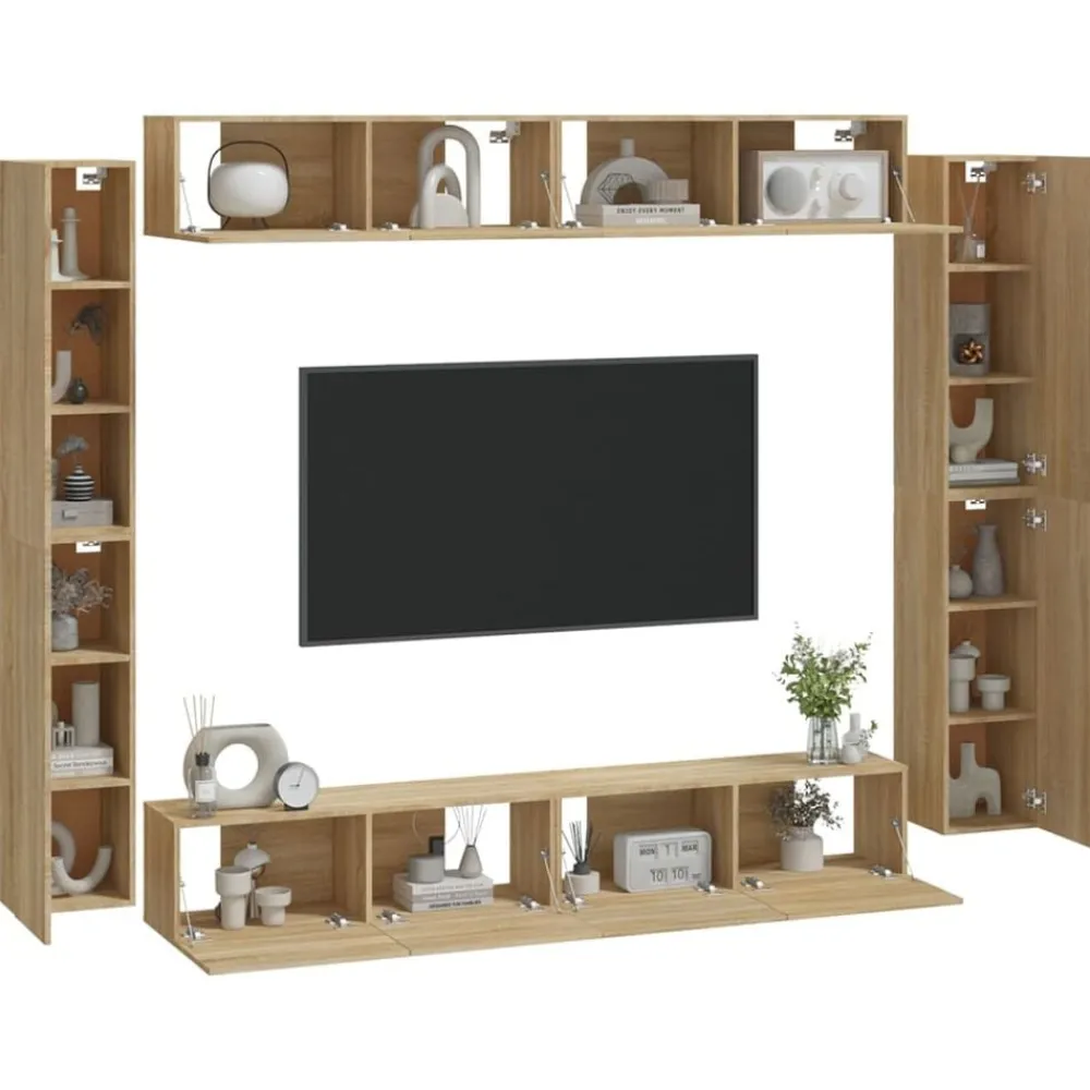 vidaXL Set de muebles para TV 8 pzas madera contrachapada Roble Sonoma Hot
