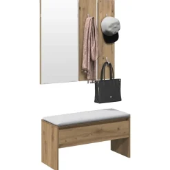 vidaXL Set de muebles recibidor madera contrachapada roble artesanal Roble artisan