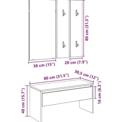vidaXL Set de muebles recibidor madera contrachapada roble artesanal Roble artisan