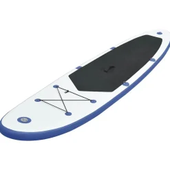 vidaXL Set de paddel surf tabla SUP inflable y blanco Azul Hot