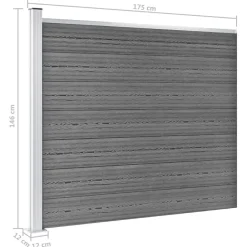 vidaXL Set de panel de valla WPC 699x146 cm Gris