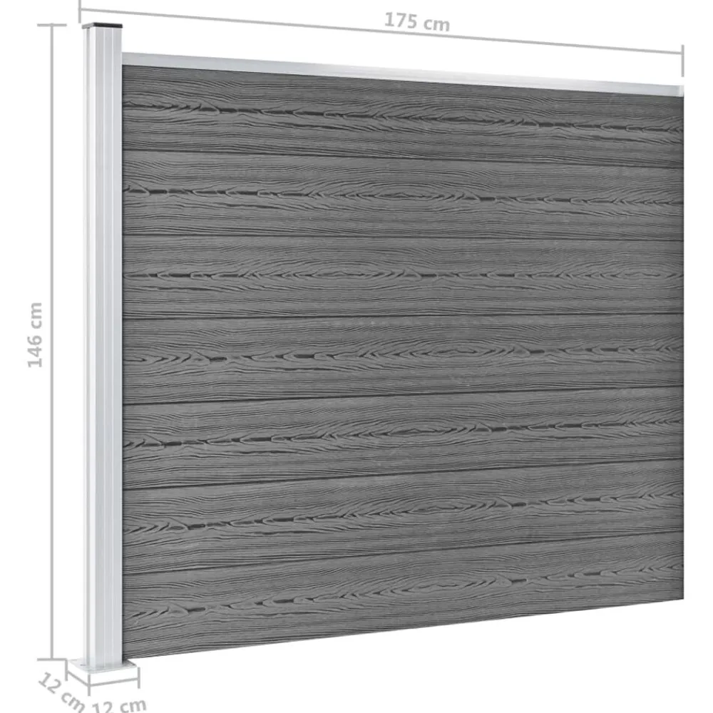 vidaXL Set de panel de valla WPC 699x146 cm Gris