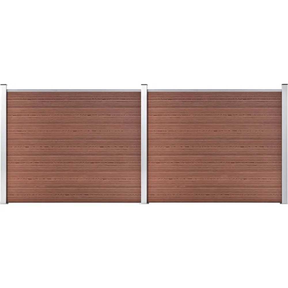 vidaXL Set de panel de valla WPC marrón 353x146 cm Marrón