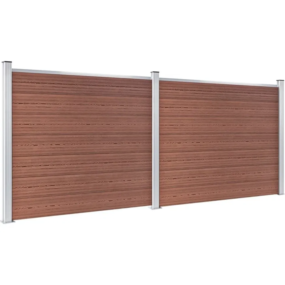 vidaXL Set de panel de valla WPC marrón 353x146 cm Marrón