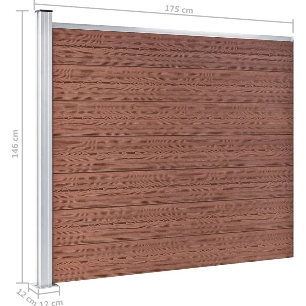 vidaXL Set de panel de valla WPC marrón 353x146 cm Marrón